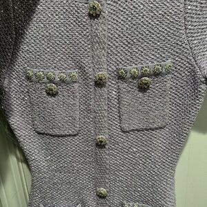 Self-Portrait Lavender Cardigan with Crystal Accents